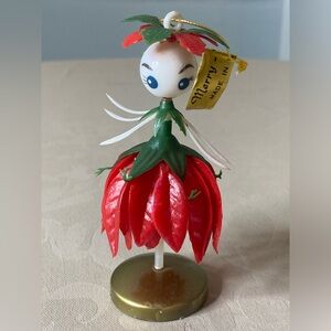 Merry Miracles Vintage Poinsettia Girl Ornament. Rare Vintage!